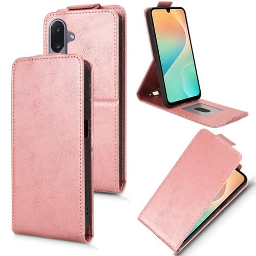 Funda magnética de cuero con tapa vertical y hebilla para Samsung Galaxy M36 5G (oro rosa)
