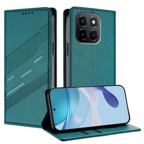 Funda de cuero retro con relieve para Honor X6c (verde oscuro)