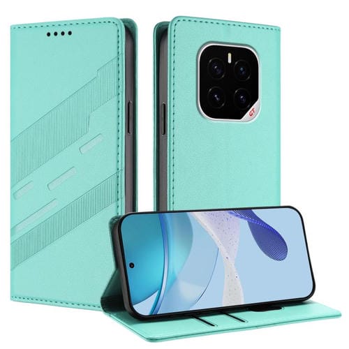 Funda de cuero retro con relieve para Honor GT Pro (verde menta)
