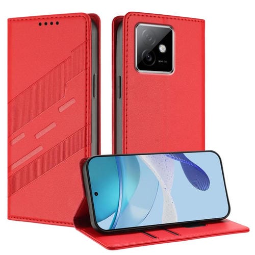 Funda de cuero retro con relieve para Honor X60 GT (rojo)