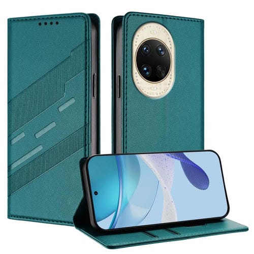Funda de cuero retro con relieve para Huawei Nova 14 (verde oscuro)