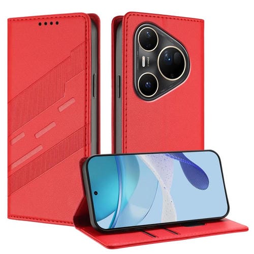 Funda de cuero retro con relieve para Huawei Pura 80 Pro Ultra (rojo)