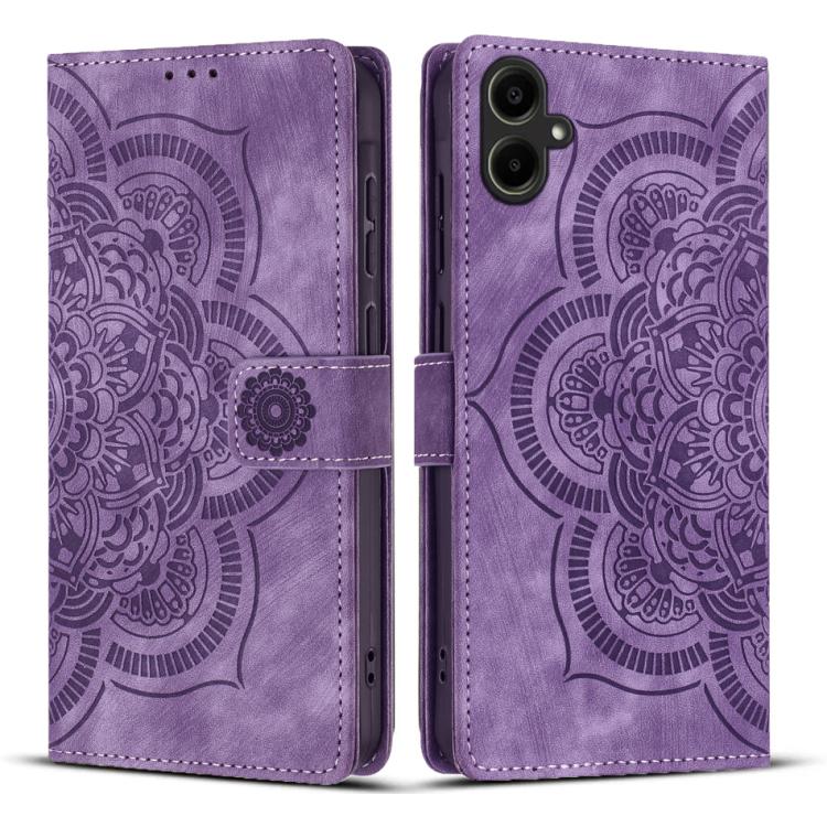 Funda de cuero retro esmerilado con diseño de mandala en relieve para Samsung Galaxy S25 FE 5G (morado)