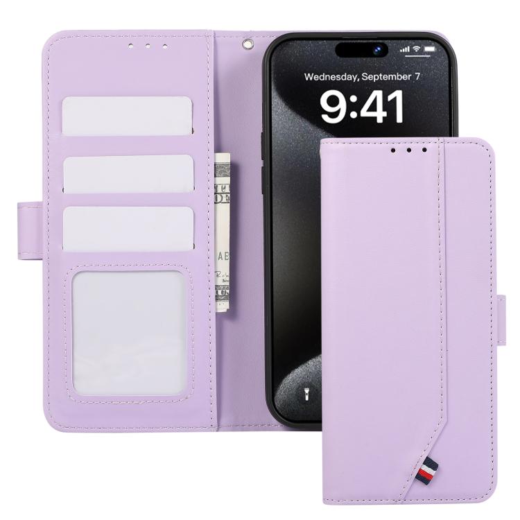Funda de cuero ABEEL con textura delicada y RFID para Samsung Galaxy A17 5G (morado)
