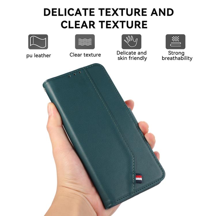 Funda de cuero ABEEL con textura delicada y RFID para Samsung Galaxy A17 5G (verde)