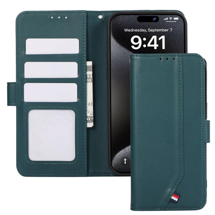 Funda de cuero ABEEL con textura delicada y RFID para Samsung Galaxy A17 5G (verde)