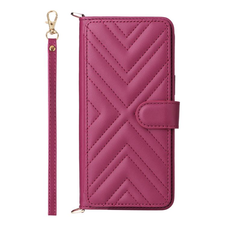 Funda de cuero multifuncional para Samsung Galaxy M56 5G con 6 ranuras para tarjetas y correa para la muñeca (rosa)