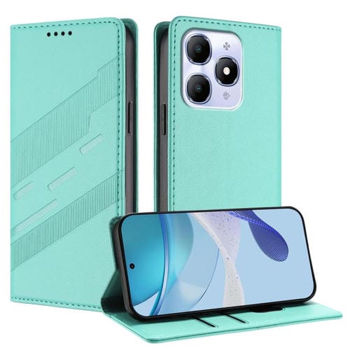 Funda de cuero retro con relieve para itel A90 (verde menta)