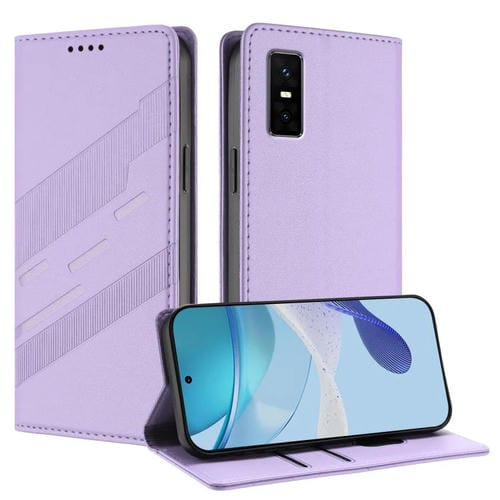 Funda de cuero retro con relieve para Infinix GT 30 Pro (morado claro)