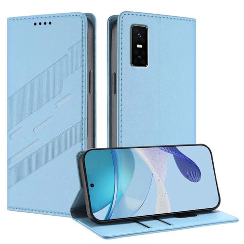 Funda de cuero retro con relieve para Infinix GT 30 Pro (azul claro)