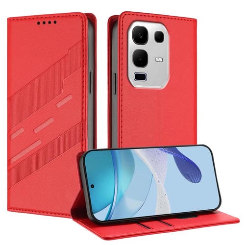 Funda de cuero retro con relieve para Infinix Note 50s 5G (rojo)