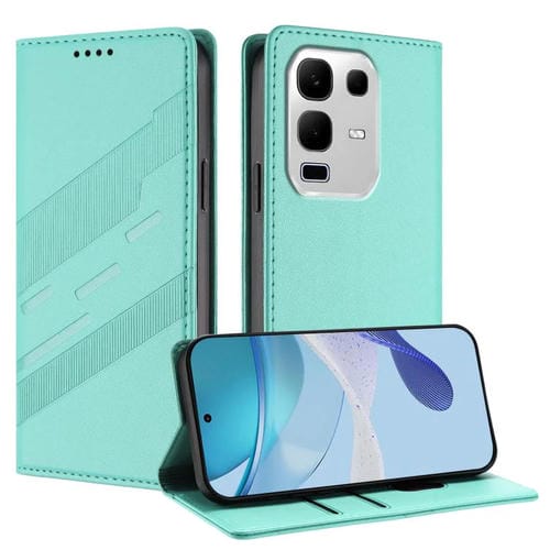 Funda de cuero retro con relieve para Infinix Note 50x 5G (verde menta)
