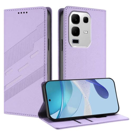 Funda de cuero retro con relieve para Infinix Note 50x 5G (morado claro)