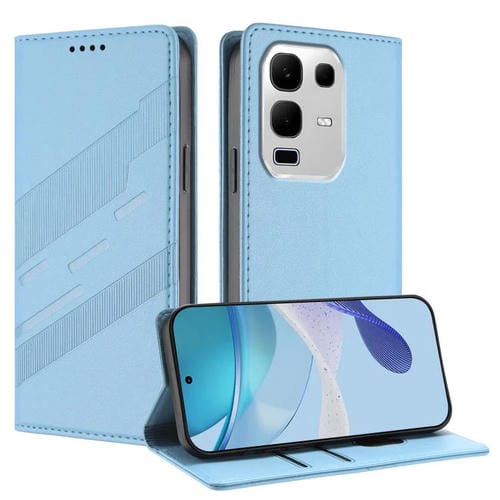 Funda de cuero retro con relieve para Infinix Note 50x 5G (azul claro)