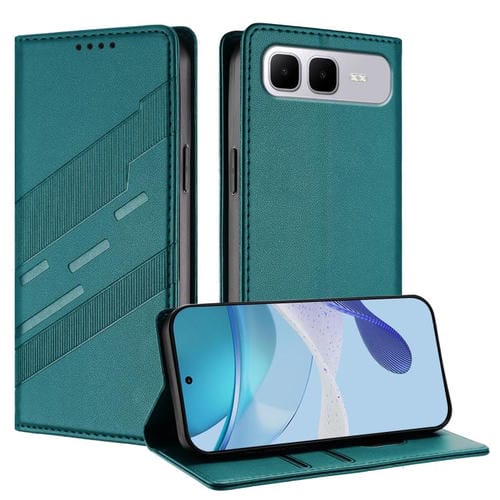 Funda de cuero retro con relieve para Infinix Smart 10 Plus 4G (verde oscuro)