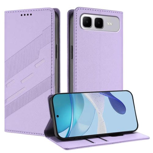 Funda de cuero retro con relieve para Infinix Smart 10 Plus 4G (morado claro)