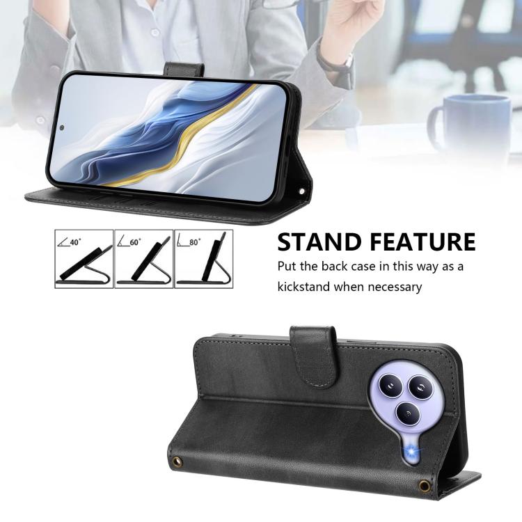 Funda de cuero retro con hebilla de empalme para Xiaomi Civi 5 Pro 5G (negra)