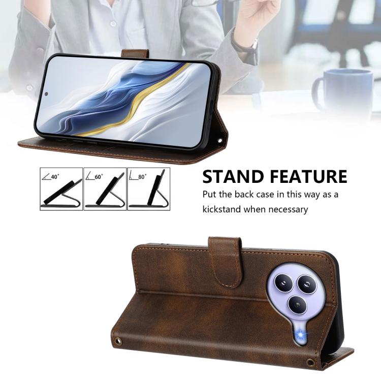 Funda de cuero retro con hebilla de empalme para Xiaomi Civi 5 Pro 5G (marrón)