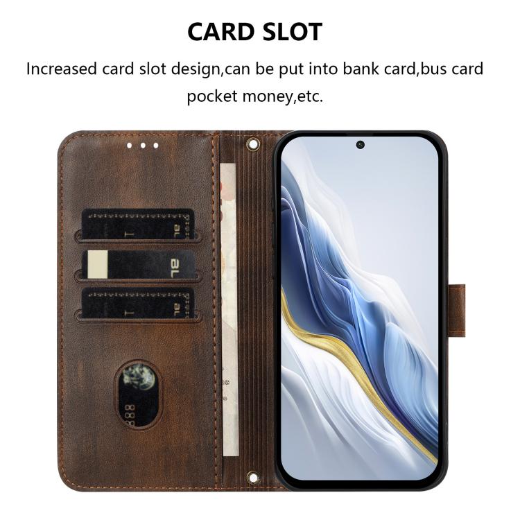 Funda de cuero retro con hebilla de empalme para Xiaomi Civi 5 Pro 5G (marrón)