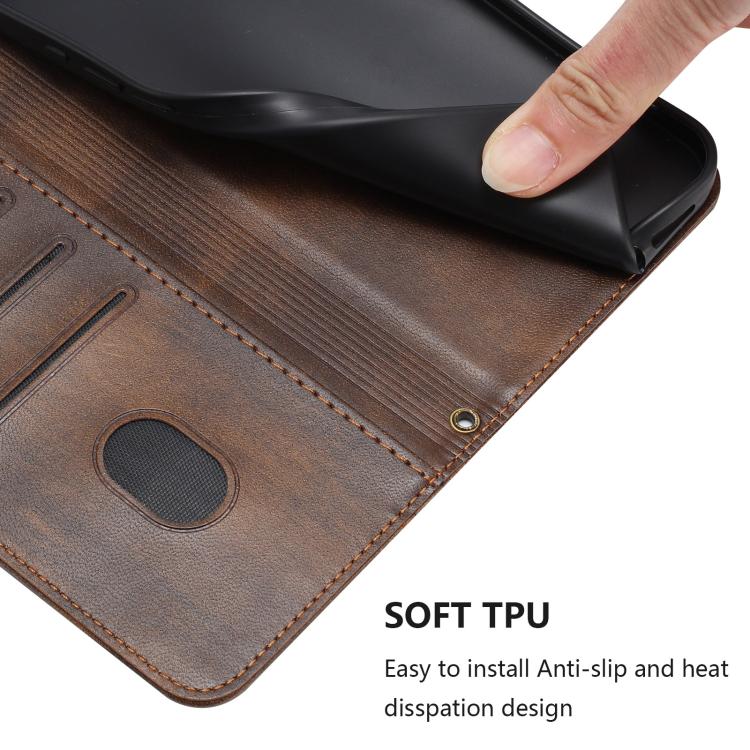 Funda de cuero retro con hebilla de empalme para Xiaomi Civi 5 Pro 5G (marrón)