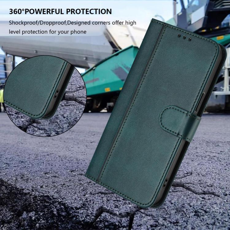 Funda de cuero retro con hebilla y empalme de línea para Samsung Galaxy M56 5G (verde oscuro)