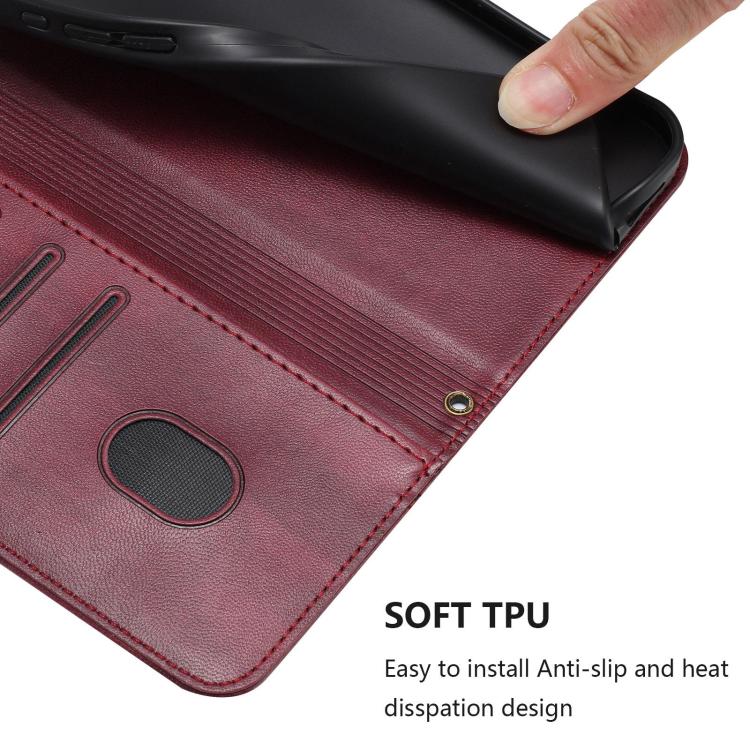 Funda de cuero retro con hebilla y empalme de línea para Samsung Galaxy A17 5G (rojo vino)