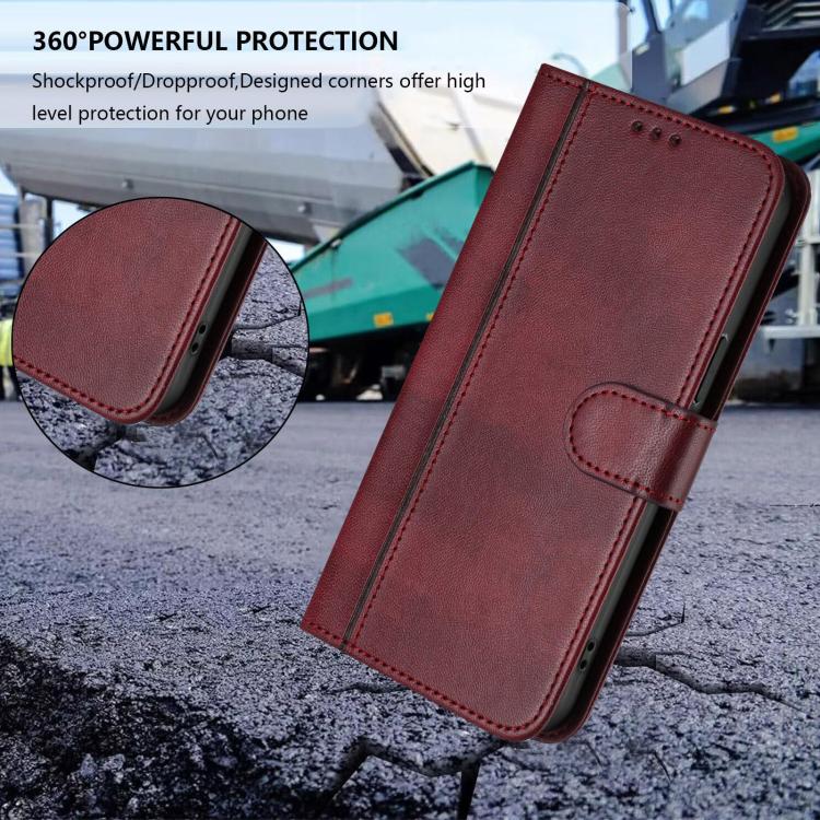Funda de cuero retro con hebilla y empalme de línea para Samsung Galaxy A17 5G (rojo vino)