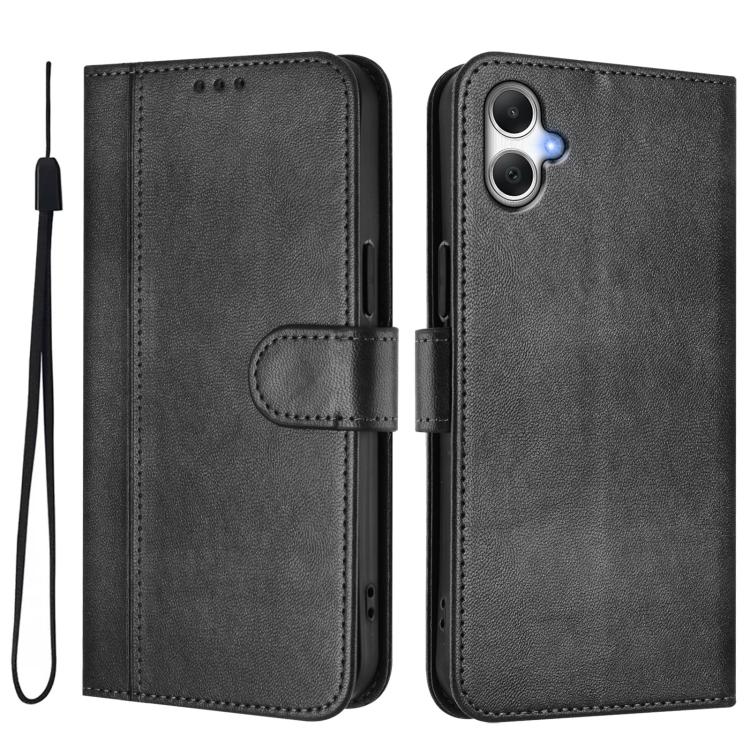 Funda de cuero retro con hebilla y empalme de línea para Samsung Galaxy A07 4G (negra)