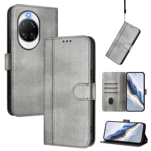 Funda de cuero retro con hebilla para Huawei Nova 14 Pro (gris)