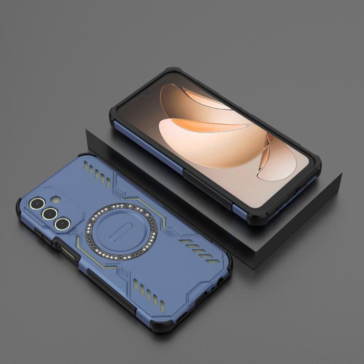 Funda con anillo magnético MagSafe y mariposa para Samsung Galaxy A15 5G (azul)