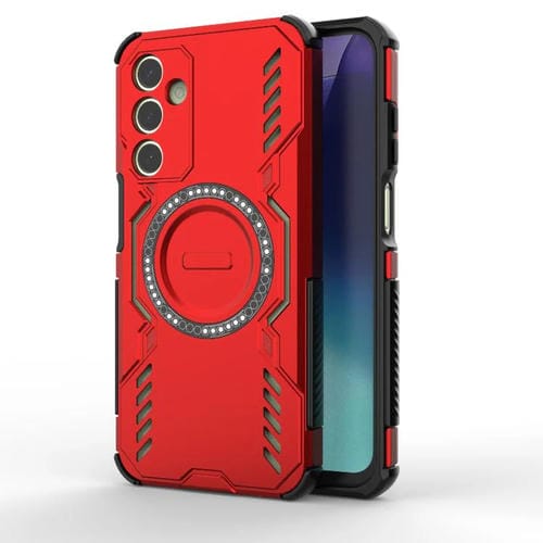 Funda con anillo magnético MagSafe y mariposa para Samsung Galaxy A25 5G (rojo)