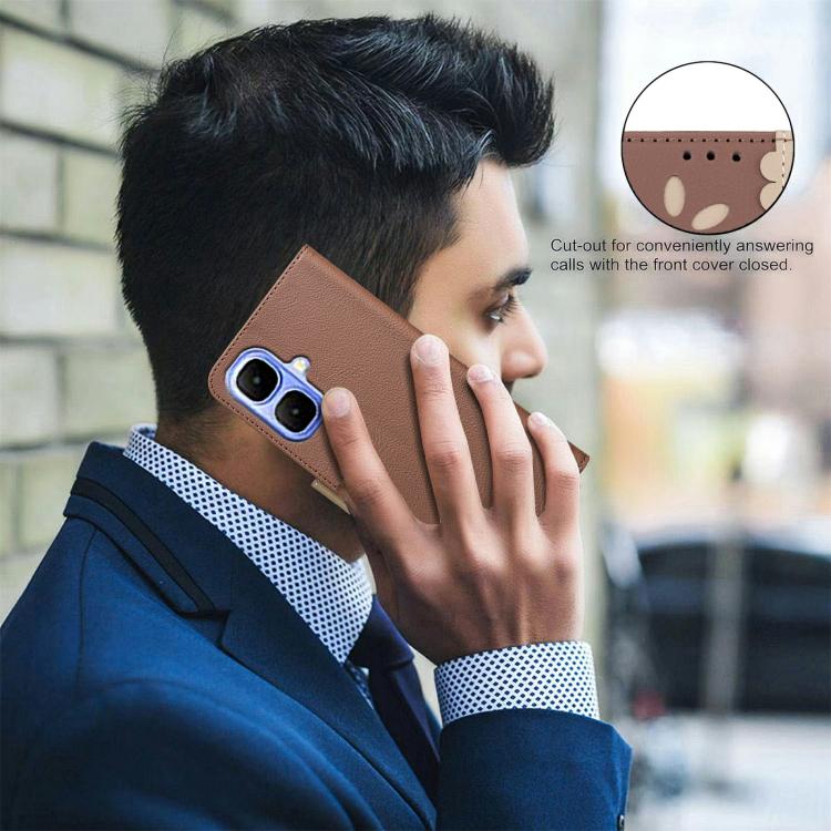 Funda de cuero RFID con estampado floral hueco para Infinix Smart 10 4G (marrón)