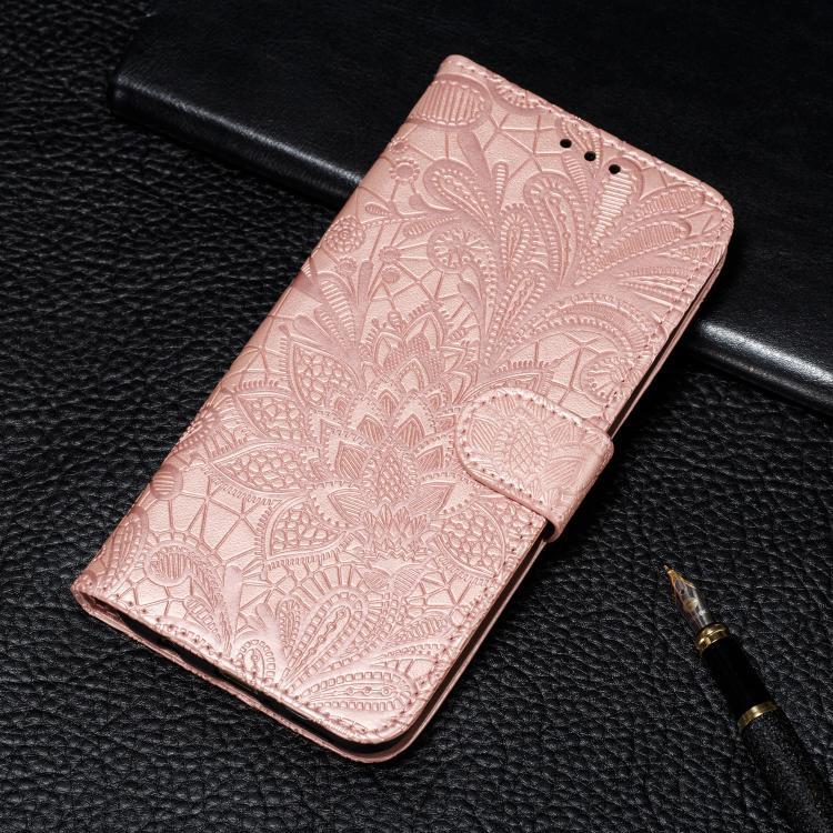 Funda de cuero con tapa y estampado floral para Redmi A5 4G (173,3 mm) (oro rosa)
