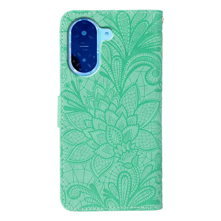 Funda de cuero con tapa y estampado floral para Redmi A5 4G (171,7 mm) / Poco C71 4G (verde)
