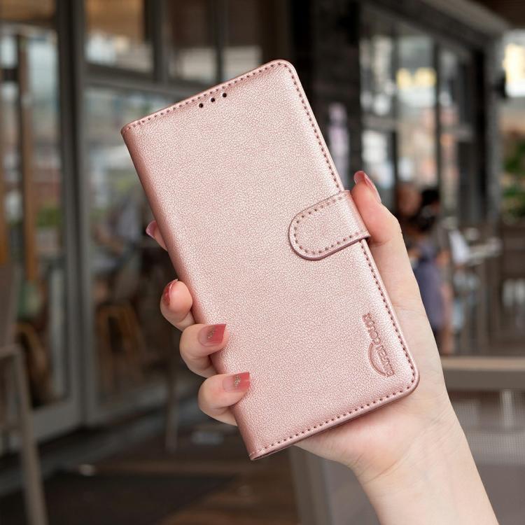 Funda de cuero antirrobo RFID con textura Litchi para Infinix Smart 10 4G (dorada)