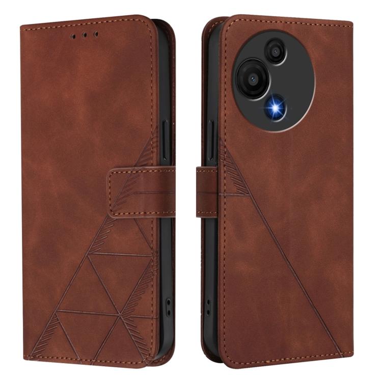 Funda de cuero con relieve 3D para TCL 605/60 SE (marrón)