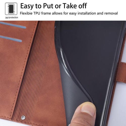 Funda de cuero con relieve 3D para TCL 605/60 SE (marrón)