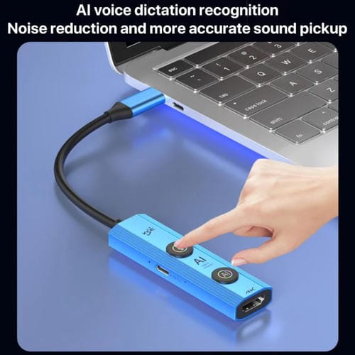 Adaptador concentrador USB-C YCE V297 7 en 1 con IA y salida 4K (Azul)