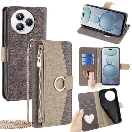 Funda de cuero con textura de lichi para Xiaomi Civi 5 Pro 5G (gris)