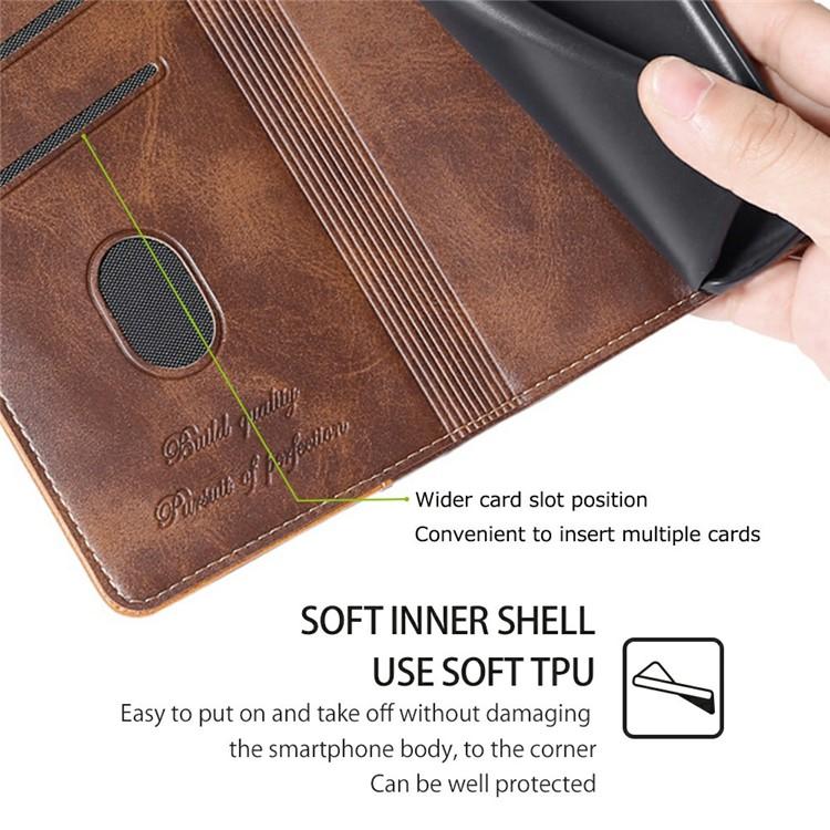 Funda de cuero con hebilla lateral en color de contraste para Redmi A5 4G (171,7 mm) (marrón oscuro y dorado)