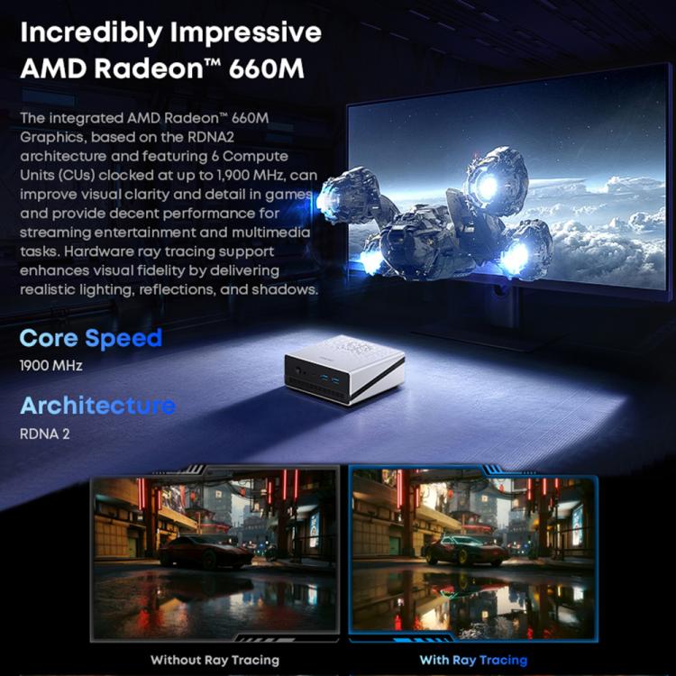 Mini PC CHUWI UBox con Windows 11, 16 GB + 512 GB, procesador AMD Ryzen 5 6600H (enchufe estadounidense)