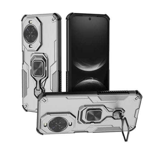 Funda híbrida de TPU y PC con soporte metálico para Huawei Nova 14 (gris)