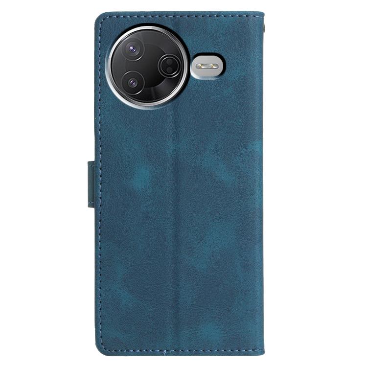 Funda de cuero con relieve de triángulos para Xiaomi Poco F7 Pro/F7 Ultra (azul)