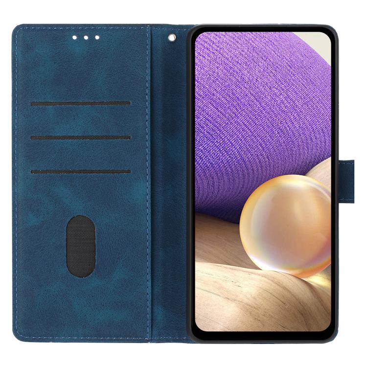 Funda de cuero con relieve de triángulos para Xiaomi Poco F7 Pro/F7 Ultra (azul)