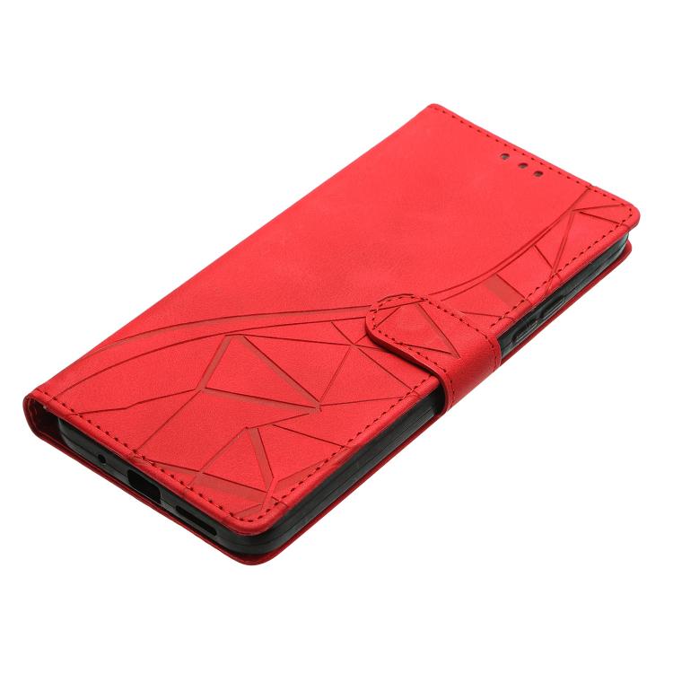 Funda de cuero con relieve de triángulos para Redmi A5 4G (173,3 mm) (roja)