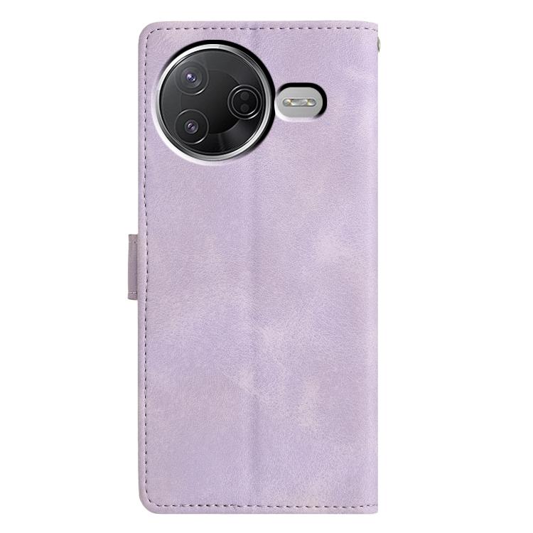 Funda de cuero con relieve de triángulos para Redmi K80/K80 Pro (morada)