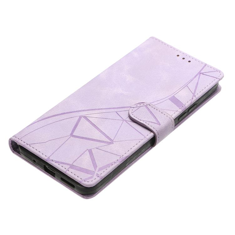 Funda de cuero con relieve de triángulos para Redmi K80/K80 Pro (morada)