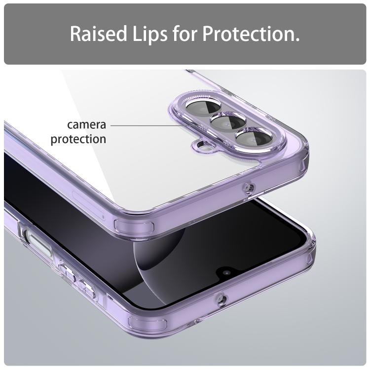 Funda híbrida de TPU y policarbonato para Samsung Galaxy A17 5G, a prueba de golpes y con airbag (transparente y morada)