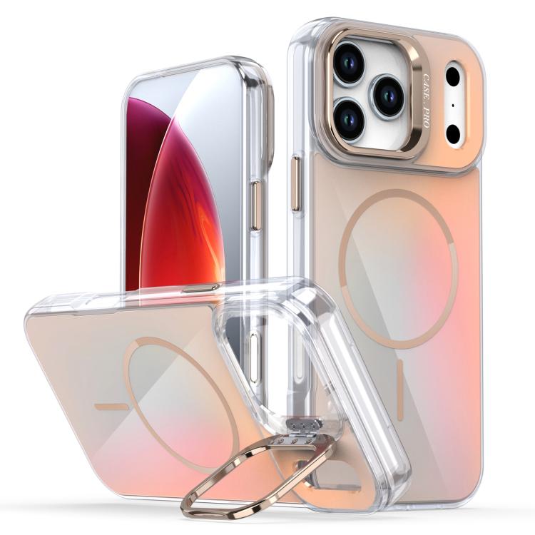 Funda Magsafe con soporte para lente degradado y decoloración para iPhone 17 Pro Max (dorado desierto)