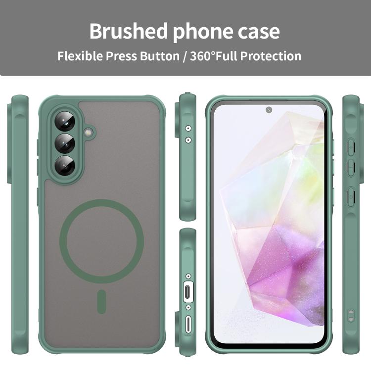 Funda híbrida de TPU y PC esmerilada Magsafe para Samsung Galaxy A56 5G (verde)